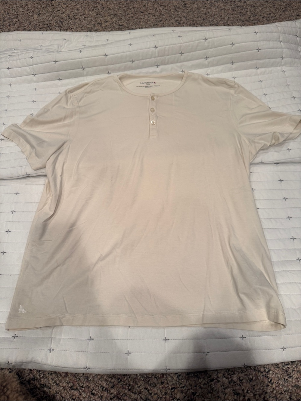 UNTUCKit Light Cream Henley Short Sleeve Shirt